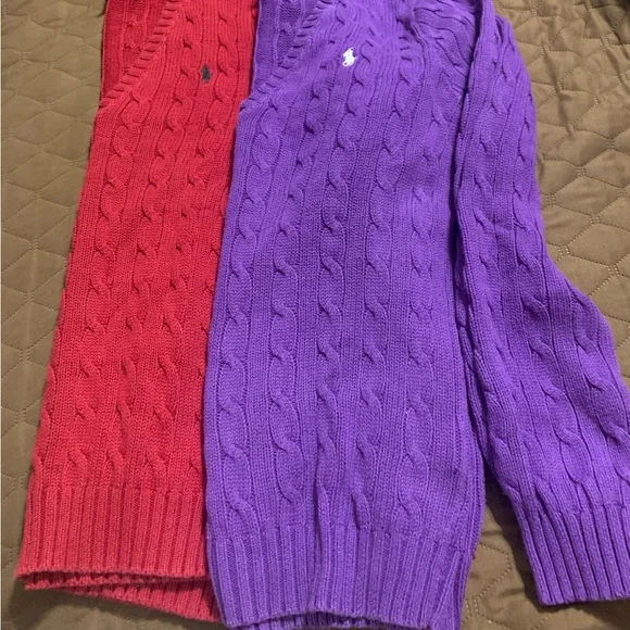 Polo by Ralph Lauren Men's Red and Purple V-Neck Sweaters, Bundle of 2 - Picture 2 of 10